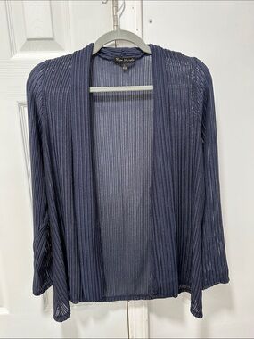 Ryan Michelle Navy Open-Front Ribbed Cardigan